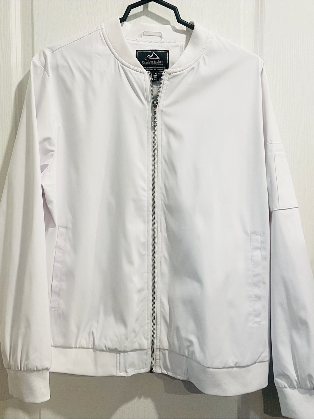 White Zip-Up Bomber Jacket
